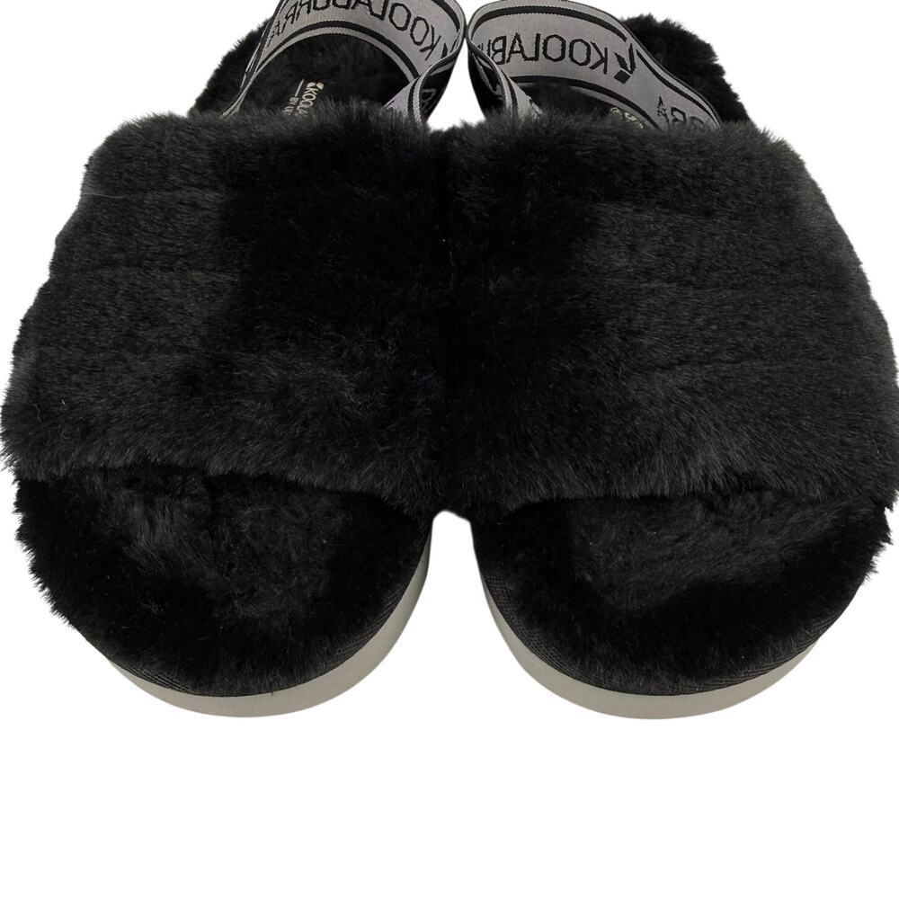 Koolaburra Ugg Faux Fur Back Strap Slide Slippers Black Size 7 - Picture 3 of 7